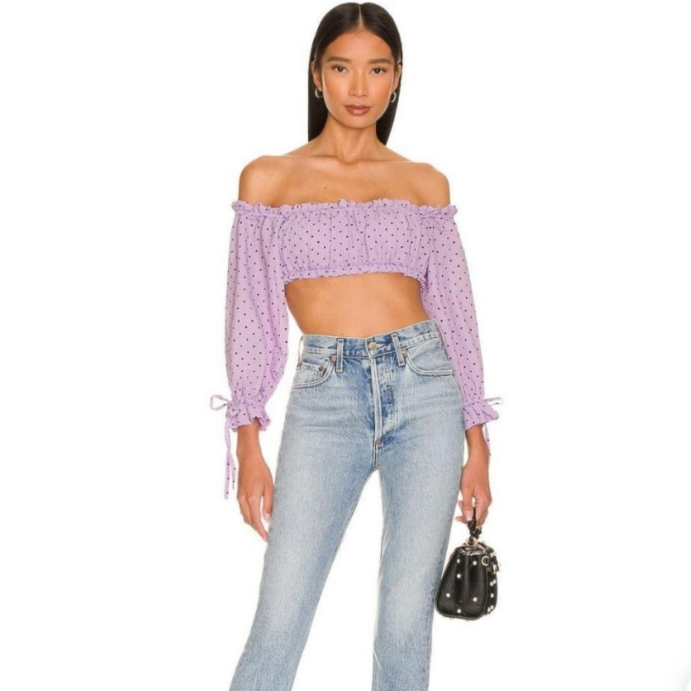MAJORELLE Ashling Top in Lilac Dot